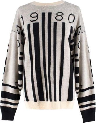 Jeremy Scott Runway Wool Barcode Intarsia Knit Jumper Size M