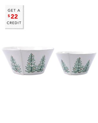 Vietri Vietri Lastra Holiday 2Pc Serving Bowls Set With $23 Credit