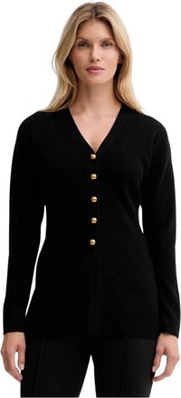 Isabelle Blanche Truien & Vesten, Dames, Zwart, M, Wol, Cardigan met knoopsluiting en V-hals