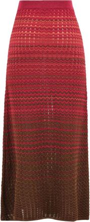 Akep Gebreide Lange Rok met Gradi&euml;nt - Dames - Maxi Rokken - Rood - S - Rokken