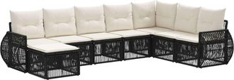 vidaXL Conjunto De Sof&aacute;s De Jard&iacute;n 8 Uds. Negro Y Blanco Crema Vidaxl
