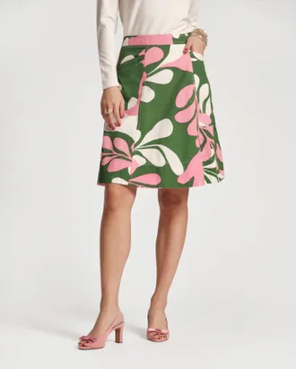 Frances Valentine Marta Midi Skirt In Mid Century Palm Cotton