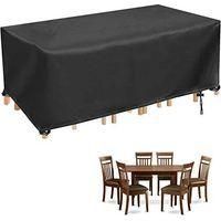 OEM Funda Redonda Para Mesa De Jard&iacute;n, Impermeable, De Tela Oxford Resistente A Los Rayos Uv, Negra - 180 X 120 X 74 Cm - Crezuo