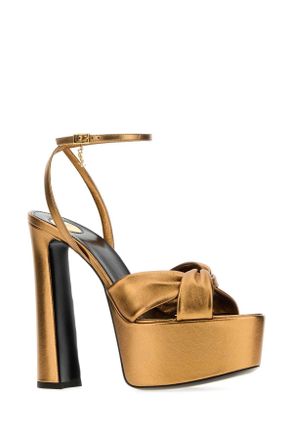 Saint Laurent Franciane Platform Heel - Gold