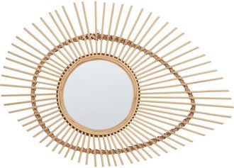 Beliani Wall Mirror BARIO 63 cm 45 cm Bamboo Wood Natural