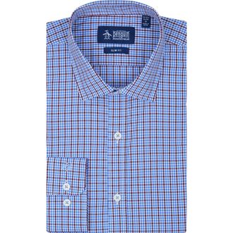 Original Penguin Slim Fit Breezy Check Dress Shirt in Plum Berry at Nordstrom Rack, Size 17 - 34/35