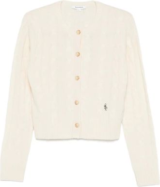 Sporty & Rich Kabelgebreid vest met knopen - Wit