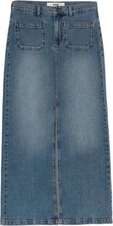 Five Jeans Justine Lange Rok - Dames - Spijkerrokken - Blauw - W29 - Katoen - Rokken