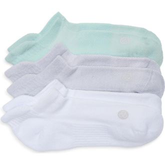 Zella 3-Pack Tab Ankle Socks in Teal Tide at Nordstrom, Size 6-8.5