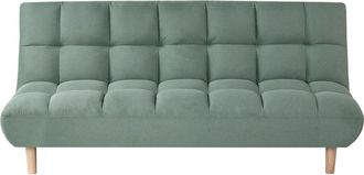 Beliani Sof&aacute; Cama De Tela Moderno Sin Reposabrazos 2 Plazas Con Respaldo Acolchado Y Asiento Capiton&eacute; Patas De Madera Verde Claro Risor