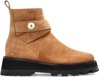 Jimmy Choo London Toffee Meena Platte Schoenen - Dames - Enkellaarsjes - Bruin - 38 EU - Schoenen