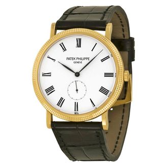 Patek Philippe Pre-owned Patek Philippe Calatrava Mechanical White Dial Mens Watch 5119J-001
