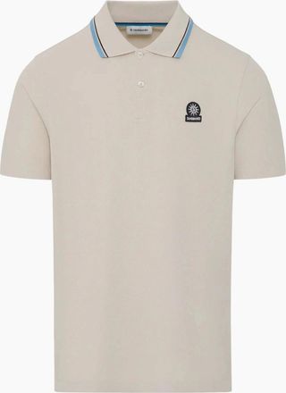 Sandbanks Mens SANDBANKS STRIPE TAPE POLO STONE - Cream - Size: 40