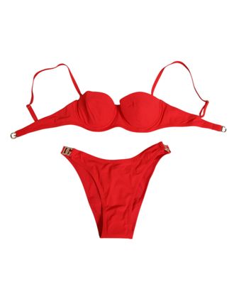 Dolce & Gabbana Red Nylon Swimsuit 2 Piece Top Bottom Womens Swimwear