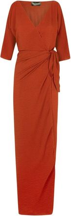 Cortana Genara- zijden jurk in karmozijnrood - Dames - Wikkelkleedje - Rood - XS - Kleedjes