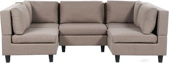Beliani Modular U-Shape Sofa 5 Seater UNSTAD Fabric Brown