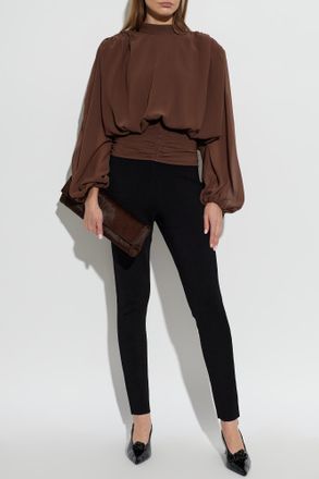 Rotate Blouse With Shoulder Pads, Womens, Brown