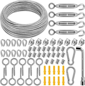 OEM Cable De Acero Inoxidable De 3 Mm, Alambre De Jard&iacute;n Recubierto De Pvc De 35 M Con Tensores Para Plantas Trepadoras, Iluminaci&oacute;n Exterior, Cercas Y Pr