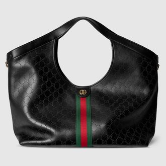 Gucci Giglio Large Tote Bag, Black, Leather