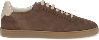 Brunello Cucinelli Mens Sneakers Suede Taupe-Ivory-Tan Trainers Taupe/ivory/tan