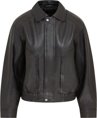 Infinity Leather Womens Black Leather Biker Bomber Oversized Jacket - Blouson