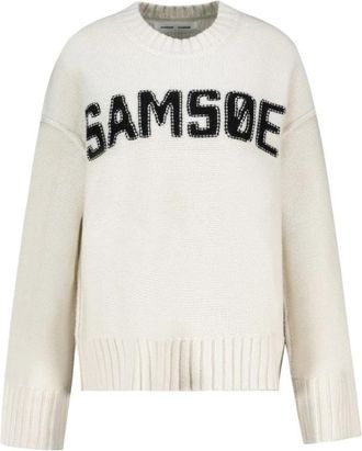 Sams&oslash;e & Sams&oslash;e Sakeiku Sweater 11250 - Dames - Ronde hals truien - Beige - M - Wol - Truien & Vesten