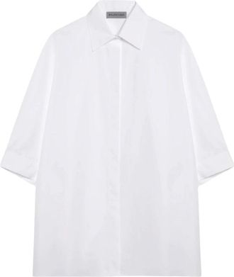 Balenciaga Cocoon Shirt - Dames - Blouses & Shirts - Wit - Maat: XS Katoen