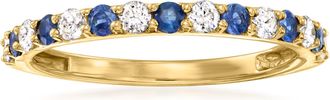 Ross-Simons Sapphire and. Diamond Ring in 14kt Yellow Gold