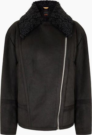 HUGO BOSS Womens Womens Cheerlini1 10263821 01 Overcoat - Black - Size: 10