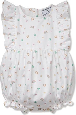 Petite Plume Good Luck Charms Ruffled Romper in White at Nordstrom, Size 12-18M