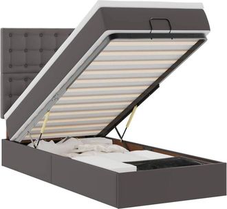 vidaXL Cama Otomana Colch&oacute;n Cuero Sint&eacute;tico Gris 90x190 Cm Vidaxl