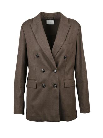 Circolo 1901 Double-Breasted Stretch Blazer With Notch Lapel And Flap Pockets