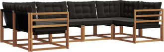 vidaXL Conjunto De Sof&aacute;s De Exterior 6 Uds. Natural Y Negro Vidaxl