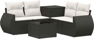 vidaXL Juego De Sof&aacute; 6 Uds. Negro Y Blanco Crema Vidaxl
