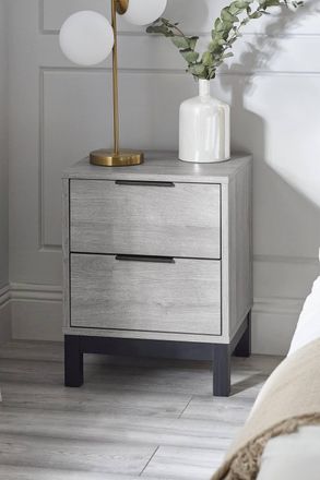 Julian Bowen Bali 2 Drawer Bedside Table in Grey