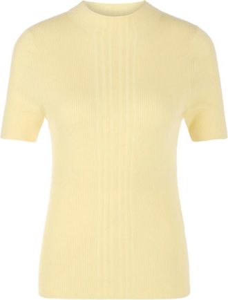 Marc Cain Pullover met ronde hals en korte mouwen - Dames - Truien - Geel - Maat: L Wol