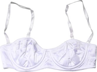 Dolce & Gabbana Womens White Semi-Pad Underwire Balconette Bra Underwear Elastane Silk Clothing