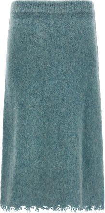 Jil Sander Brushed Shetland Wool Knit Skirt - teal