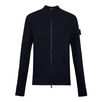 Premiata Pmg25T30 Ribgezip-up Cardigan - Heren - Truien - Blauw - Maat: 2XL Wol
