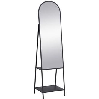 Vente-Unique Vente-unique - Specchio su piede con 2 ripiani L.46 x p. 41 x h. 172 cm in Metallo Nero - livio
