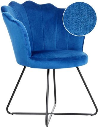 Beliani Sill&oacute;n De Terciopelo Azul Marino Negro Respaldo Concha Sin Reposabrazos Lovelock