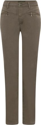 C.Ro Taupe Broek met Ritsdetails - Dames - Slim Fit Broeken - Bruin - 3XL - Katoen - Broeken