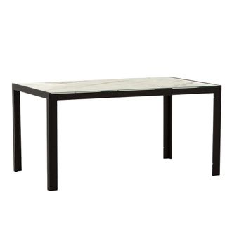 Siediti Fuori e Dentro Mesa rectangular 150x90 cm de aluminio y tapa de vidrio m&aacute;rmol blanco