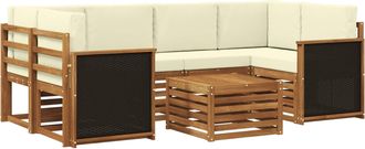 vidaXL Conjunto De Sof&aacute;s De Exterior 7 Uds. Natural Y Crema Vidaxl