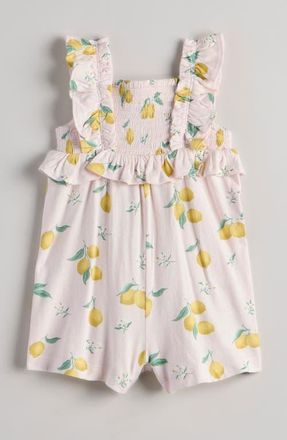 Nordstrom Ruffle Romper in Pink Heaven Lemons at Nordstrom, Size 18M