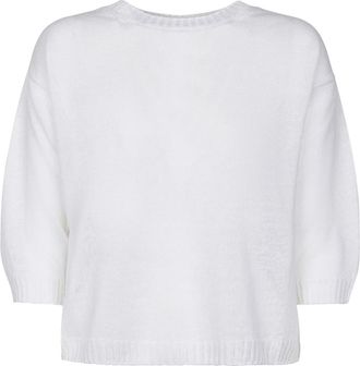 Max Mara Round-neck Knitwear, female, White, Size: XS Maglia Canottiera Top Cannone