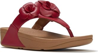 FitFlop Lulu Flower Toe-Post Sandals in Burnt Berry at Nordstrom, Size 11
