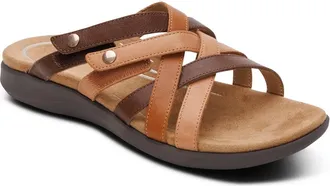 Aetrex Womens Kasey X Strapslide Sandal In Tan Multi