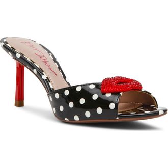 Betsey Johnson Casidy Sandal in White/Black Polka Dot at Nordstrom, Size 11
