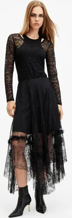 AllSaints Polyamide Nori Double Layered Lace Bodysuit, Size: 16